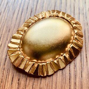 AMAZING Vintage POGGI PARIS  2" Modernist BROOCH, GOLD-TONE Dome SIGNED RARE
